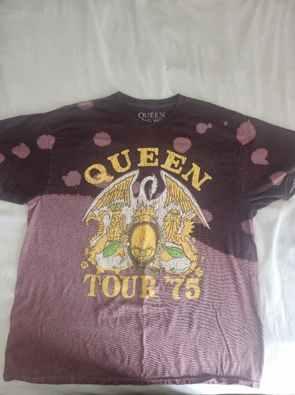 Queen Band Short Sleeve Graphic Tee - Purple with Yellow Crest